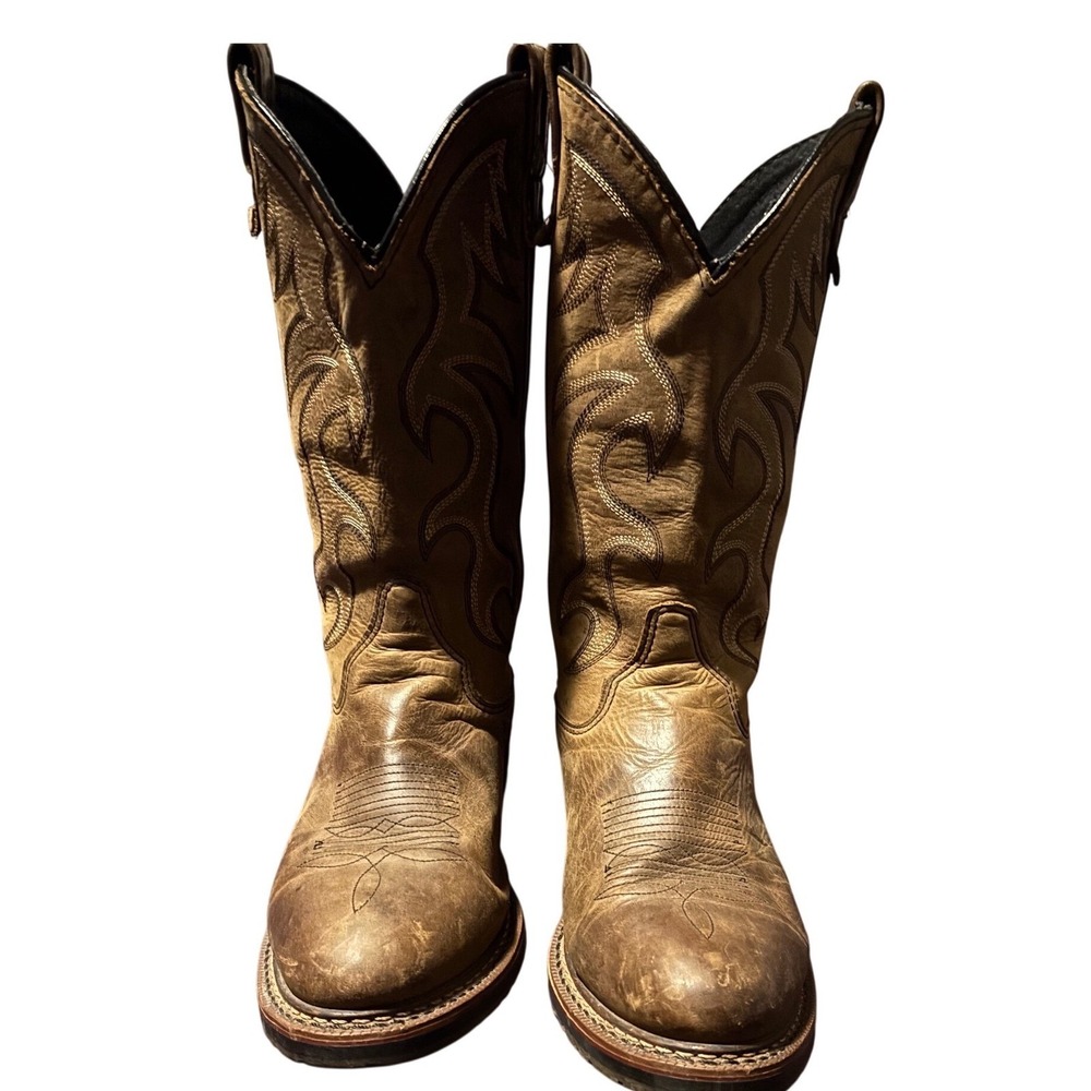 Double-H Mens Brown Leather Western Cowboy Boots Made in USA Size 9 2E Wide